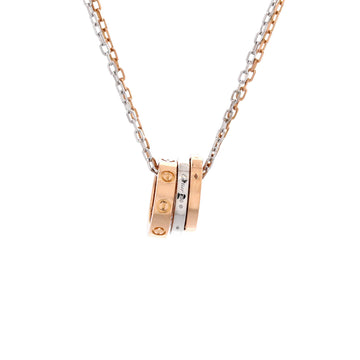 Cartier Love 3 Ring Pendant Necklace 18K Rose Gold and 18K White Gold with 6 Diamonds
