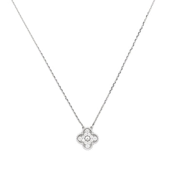 Van Cleef & Arpels Vintage Alhambra Pendant Necklace 18K White Gold and Diamonds