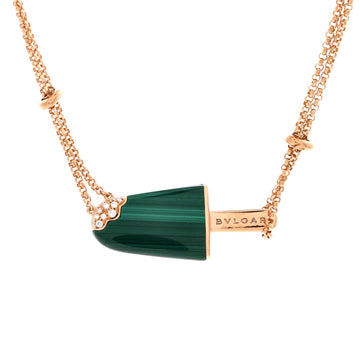 Bvlgari Gelati Pendant Necklace 18K Rose Gold with Malachite and Diamonds