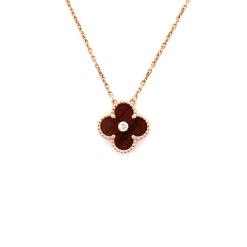 Van Cleef & Arpels Vintage Alhambra Pendant Necklace Limited Edition 18K Rose Gold and Bull's Eye with Diamond