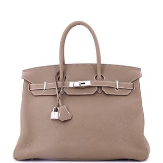 Hermes Birkin Handbag Grey Togo with Palladium Hardware 35