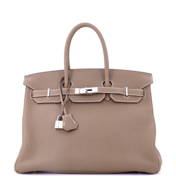 Hermes Birkin Handbag Grey Togo with Palladium Hardware 35