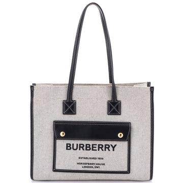 Burberry Freya Shopping Tote Canvas with Leather Small