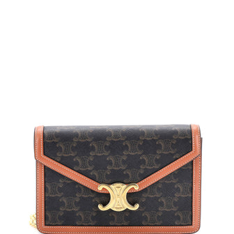 Celine Triomphe Envelope Wallet on Chain Triomphe Coated Canvas