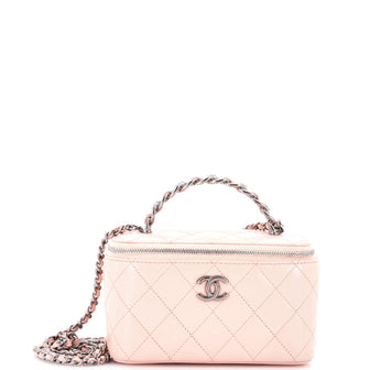 Chanel Top Handle Vanity Case with Chain Quilted Lambskin with Crystals Small