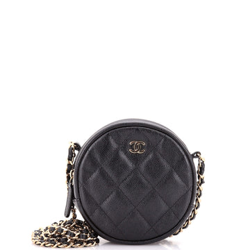 Chanel Round Clutch with Chain Quilted Caviar Mini