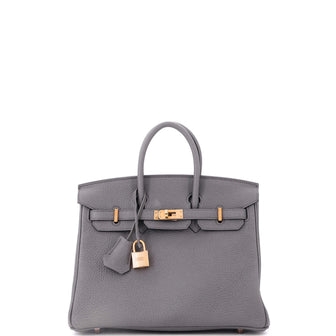 Hermes Birkin Handbag Grey Togo with Rose Gold Hardware 25