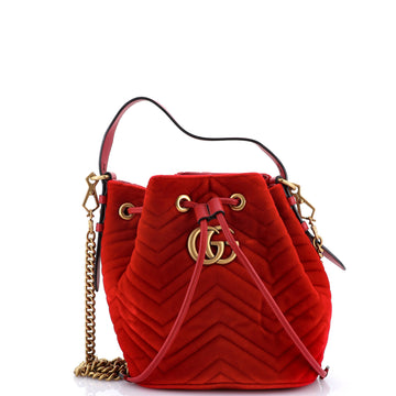 Gucci GG Marmont Bucket Bag Matelasse Velvet Small