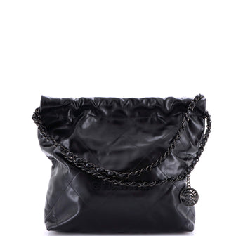 Chanel So Black 22 Chain Hobo Quilted Calfskin Small