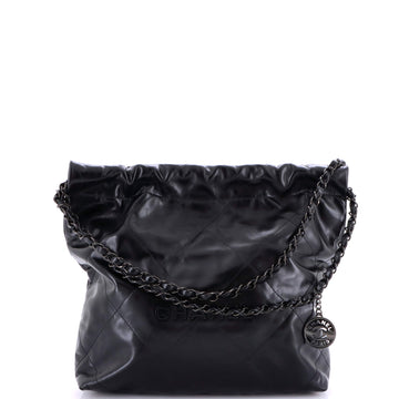 Chanel So Black 22 Chain Hobo Quilted Calfskin Small