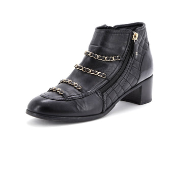Chanel Women's Chain Zip Ankle Boots Quilted Leather
