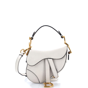 Christian Dior Saddle Handbag with Strap Leather Micro