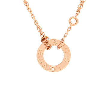 Cartier 2 Diamonds Love Pendant Necklace 18K Rose Gold and Diamonds