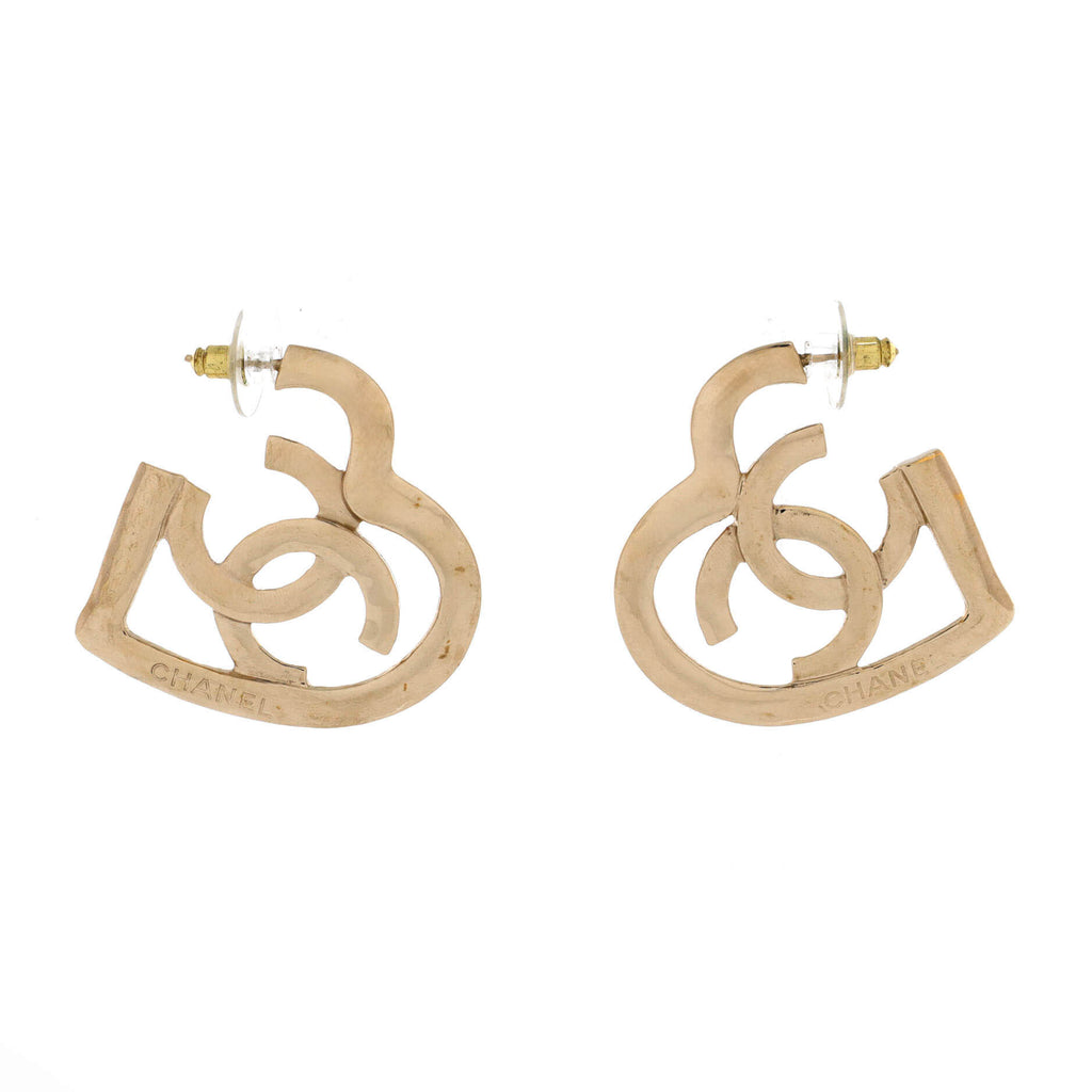 Coco In Love Heart CC Dangle Hoop Earrings Metal