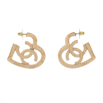 Chanel Coco In Love Heart CC Dangle Hoop Earrings Metal