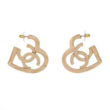 Chanel Coco In Love Heart CC Dangle Hoop Earrings Metal