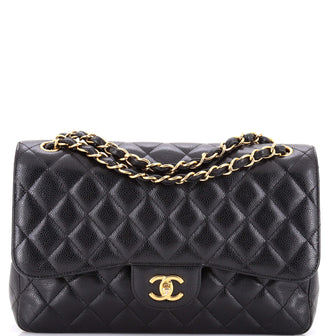 Chanel Classic Double Flap Bag Quilted Caviar Jumbo