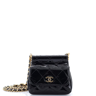 Chanel CC Frame Flap Clutch with Chain Quilted Patent