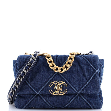 Chanel 19 Flap Bag Quilted Denim Medium