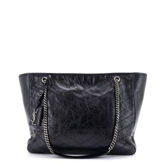 Saint Laurent Niki Zip Shopping Tote Matelasse Chevron Leather Large