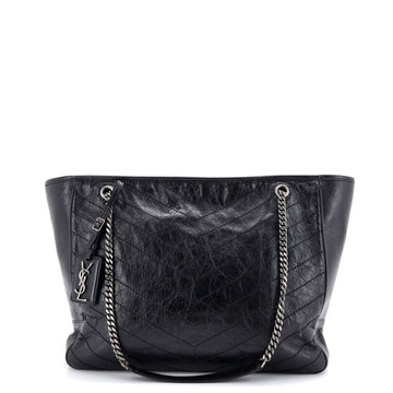 Saint Laurent Niki Zip Shopping Tote Matelasse Chevron Leather Large