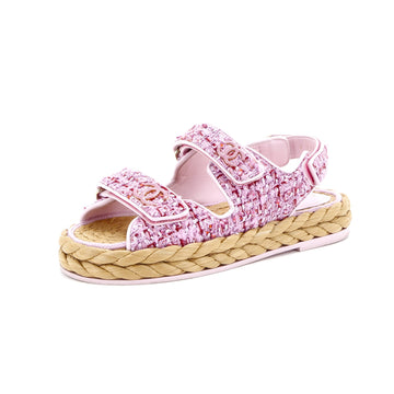 Chanel Women's Velcro Espadrille Dad Sandals Tweed