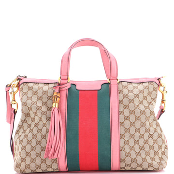 Gucci Rania Convertible Top Handle Bag Web GG Canvas Medium
