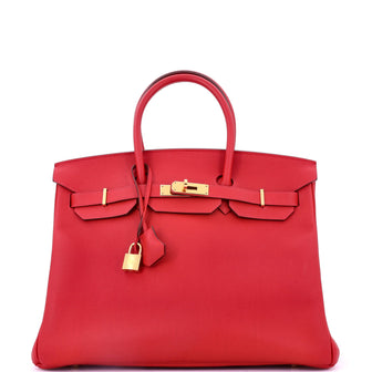 Hermes Birkin Handbag Red Epsom with Gold Hardware 35