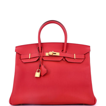 Hermes Birkin Handbag Red Epsom with Gold Hardware 35