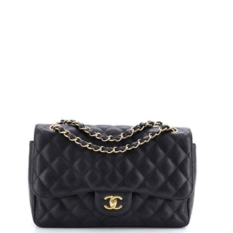 Chanel Classic Double Flap Bag Quilted Caviar Jumbo