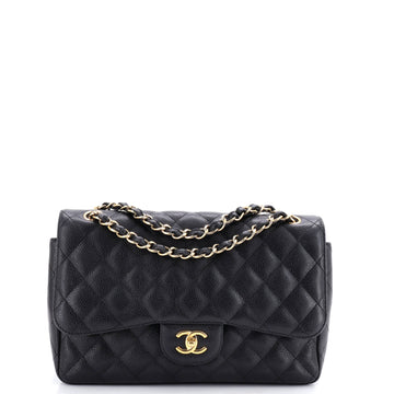 Chanel Classic Double Flap Bag Quilted Caviar Jumbo