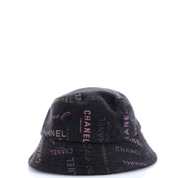 Chanel Denim Mood Bucket Hat Logo Printed Denim