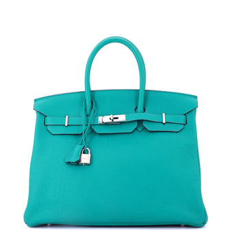 Hermes Birkin Handbag Blue Togo with Palladium Hardware 35