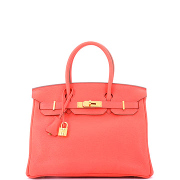 Hermes Birkin Handbag Pink Clemence with Gold Hardware 30