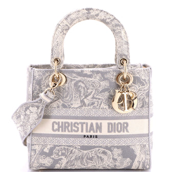 Christian Dior Toile de Jouy Lady D-Lite Bag Embroidered Canvas