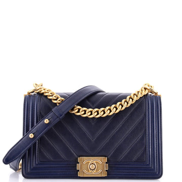 Chanel Boy Flap Bag Chevron Calfskin Old Medium