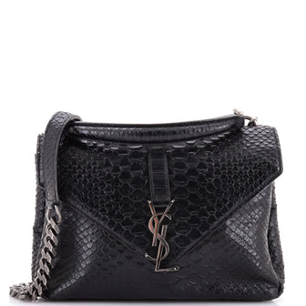 Saint Laurent Classic Monogram College Bag Python Embossed Leather Medium