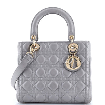 Christian Dior Lady Dior Bag Cannage Quilt Metallic Leather Medium