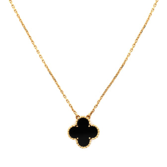 Van Cleef & Arpels Vintage Alhambra Pendant Necklace 18K Yellow Gold and Onyx