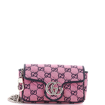 Gucci GG Marmont Flap Bag Diagonal Quilted GG Canvas Super Mini