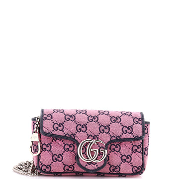 Gucci GG Marmont Flap Bag Diagonal Quilted GG Canvas Super Mini