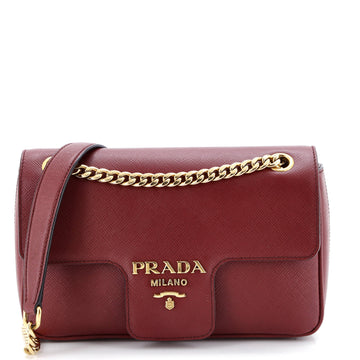 Prada Pattina Flap Shoulder Bag Saffiano Leather Small