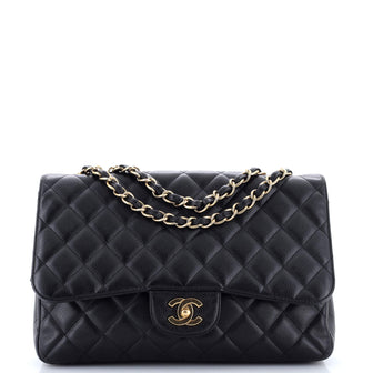 Chanel Classic Single Flap Bag Quilted Caviar Jumbo
