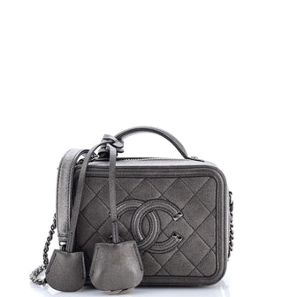 Chanel Filigree Vanity Case Quilted Caviar Small