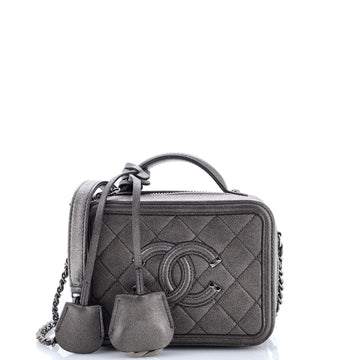Chanel Filigree Vanity Case Quilted Caviar Small
