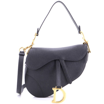 Christian Dior Saddle Handbag with Strap Leather Medium