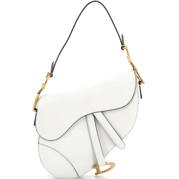 Christian Dior Saddle Handbag with Strap Leather Medium