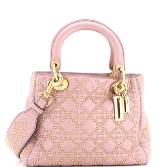 Christian Dior Supple Lady Dior Bag Cannage Studded Lambskin Medium