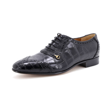 Gucci Men's Horsebit Lace Up Oxfords Alligator