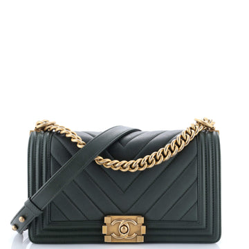 Chanel Boy Flap Bag Chevron Calfskin Old Medium